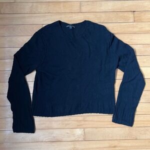 James Perse Black 100% Cashmere Crewneck Sweater Size 2 Mens M Womens L WOKC3097